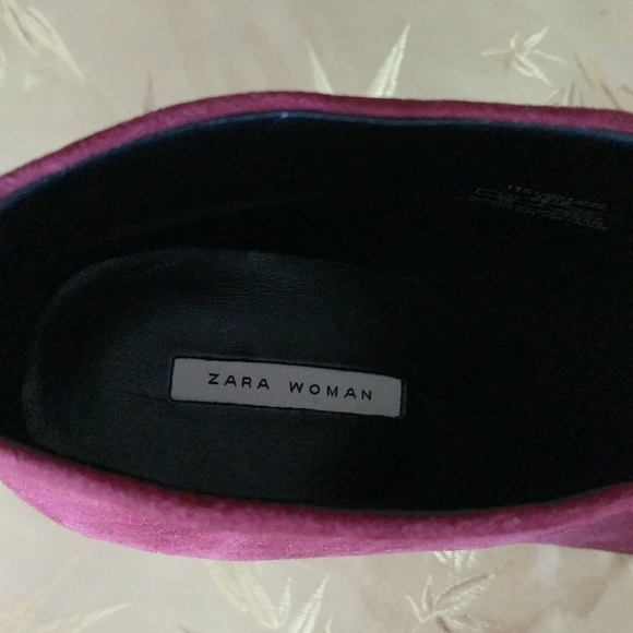 Zara Women Suede heeled ankle Boots, Burgundy - Picture 7 of 7